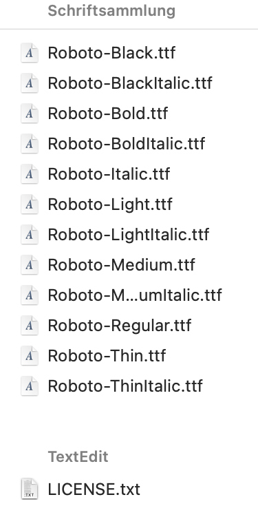 Google Font Roboto im TTF-Format