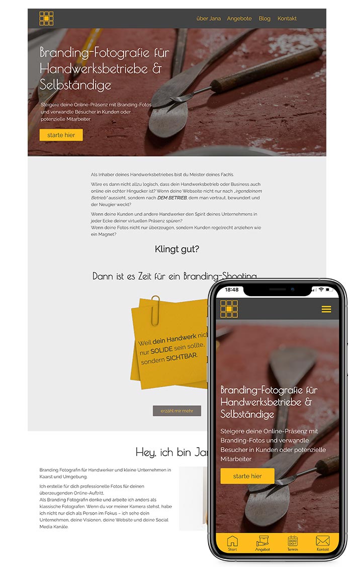 Website lens-flair.de von Jana Hufnagel