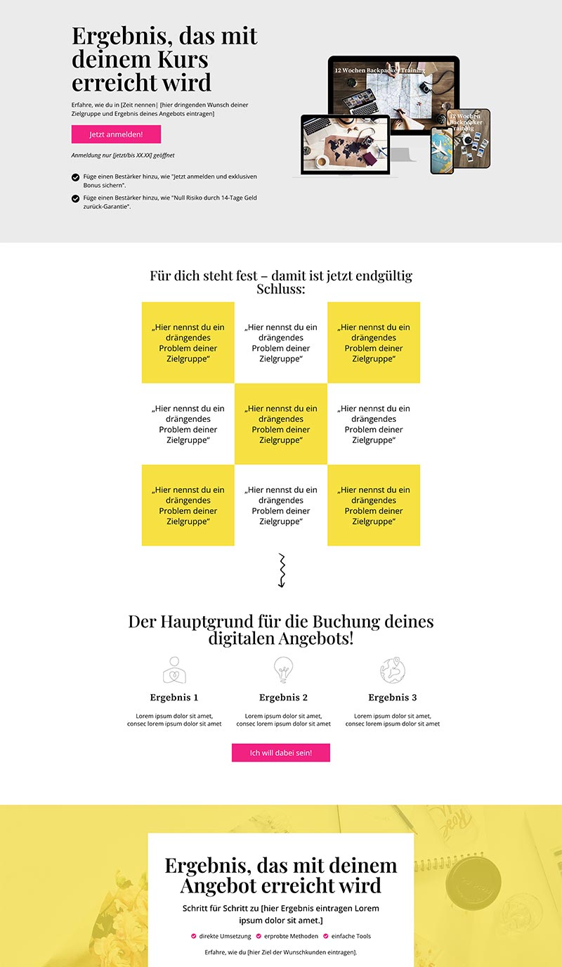 Template Vorschau Salespage