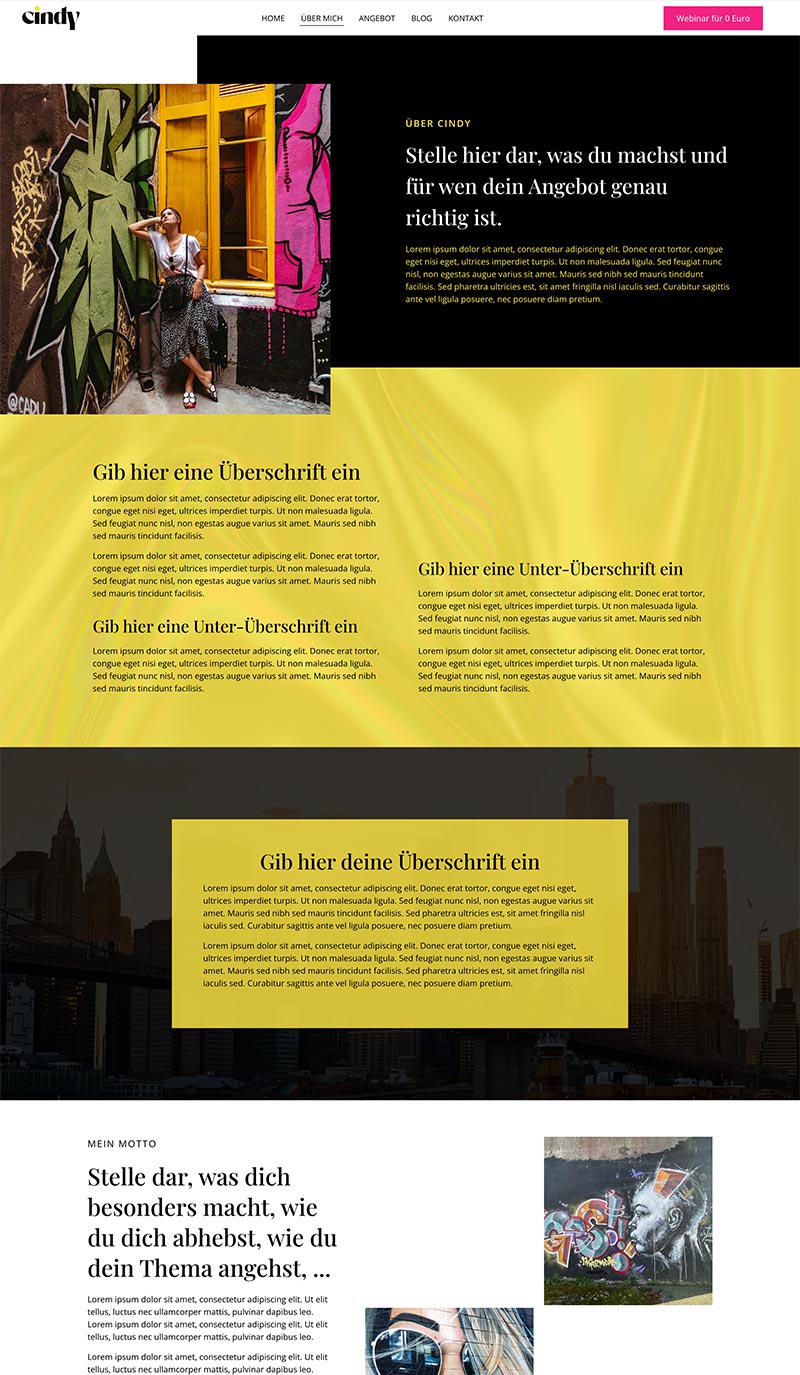 Template Vorschau Über mich-Seite