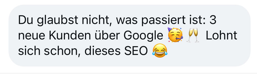 Feedback von SEO-Kundin